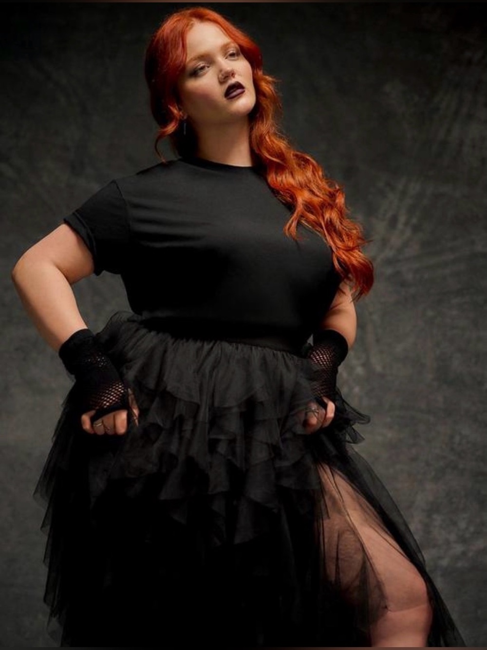 Torrid Nightfall Black Gothic Soft Mesh Ruffle Midi Skirt, Large, NWT! - Picture 6 of 16